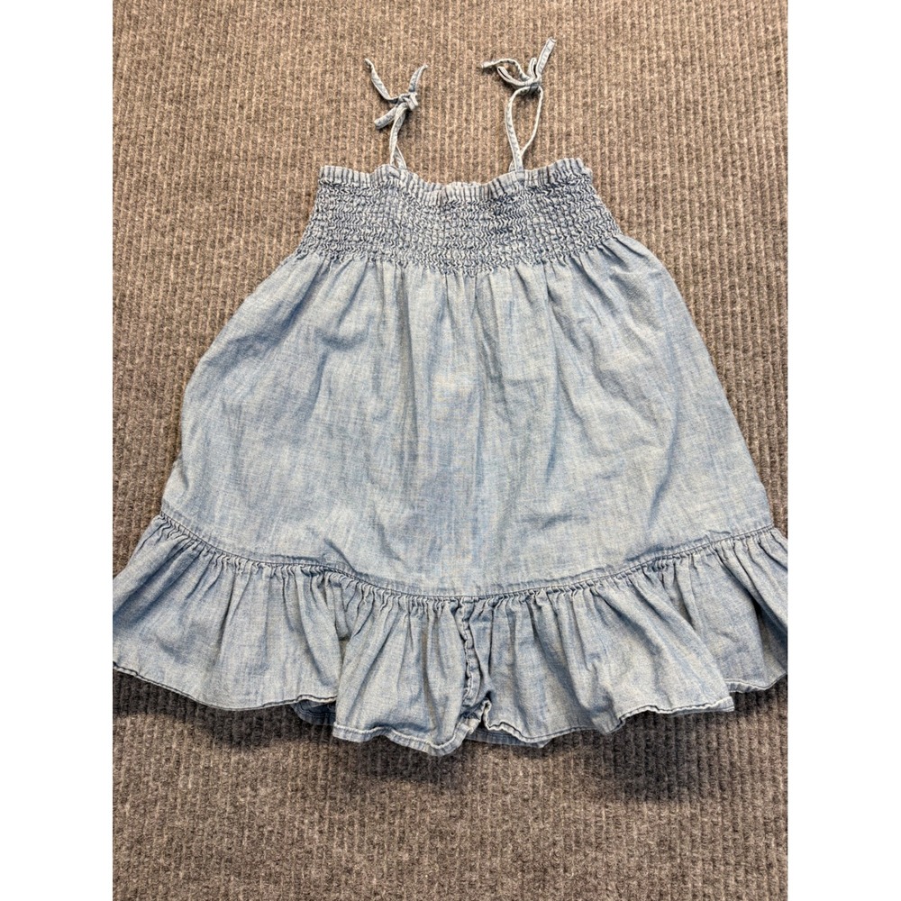 Polo Ralph Lauren Toddler Girls Chambray Smocked Ruffle Dress Blue 3T